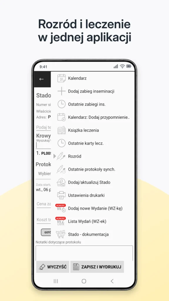 Menu aplikacji