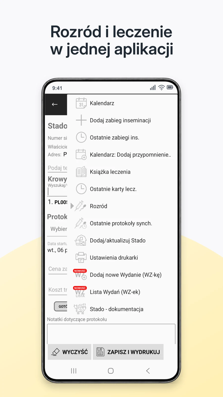 Menu aplikacji