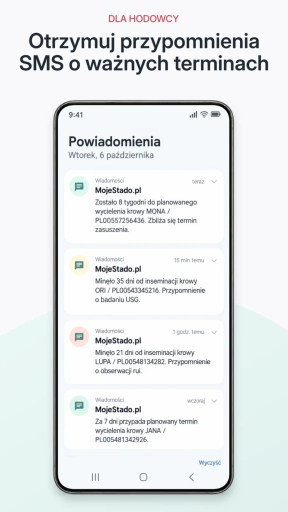Powiadomienia sms dla hodowcy